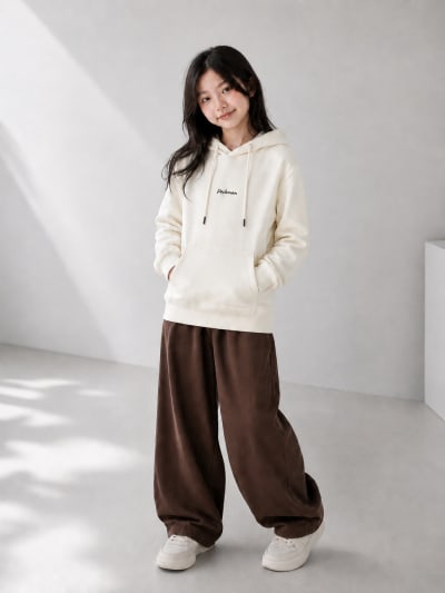 Pockman Girls Premium 350 GSM Cotton Fleece Winter Hoodie