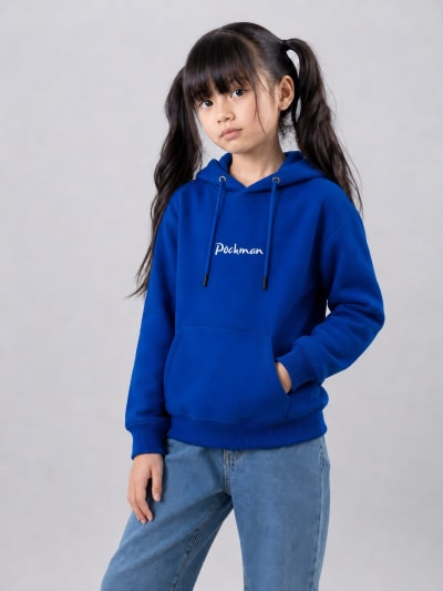 Pockman Girls Premium 350 GSM Cotton Fleece Winter Hoodie