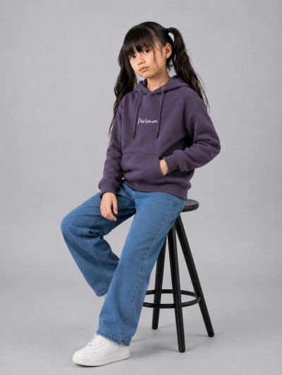 Pockman Girls Premium 350 GSM Cotton Fleece Winter Hoodie