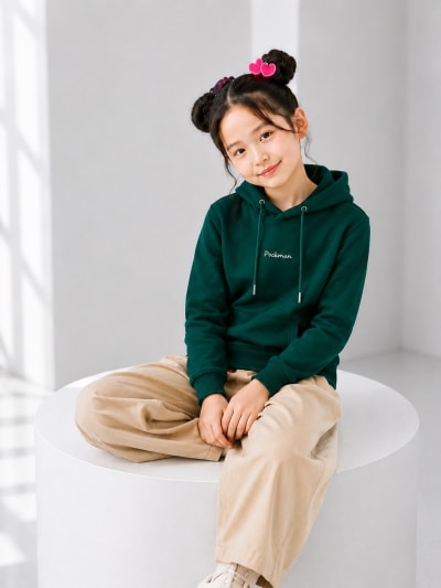 Pockman Girls Premium 350 GSM Cotton Fleece Winter Hoodie