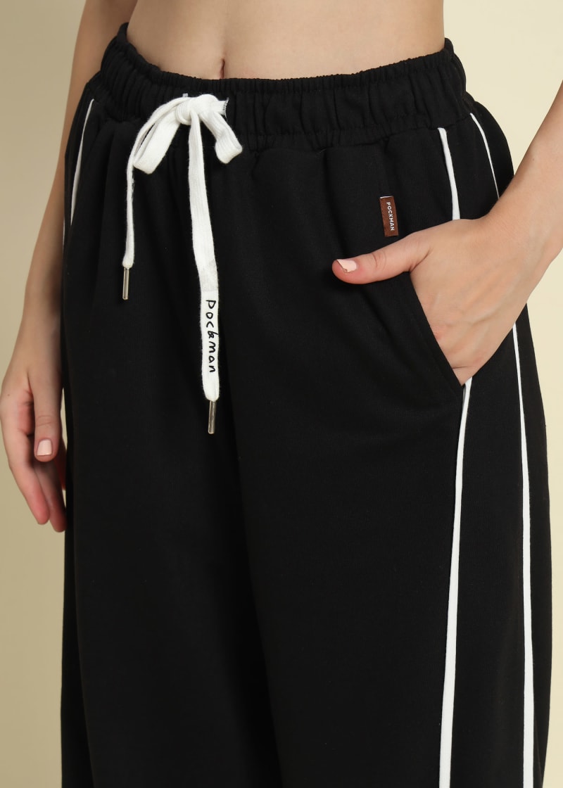 PockMAN Women Black Wide Leg comfort Joggers - Image 5