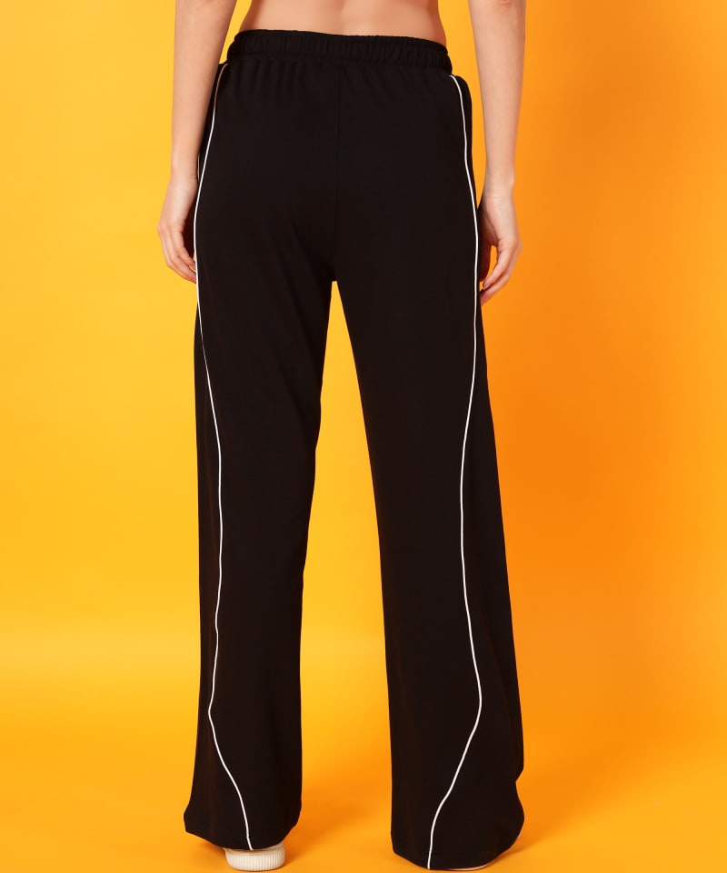 PockMAN Women Black Curve Pipping Wide Leg Comfort Joggers - Image 5
