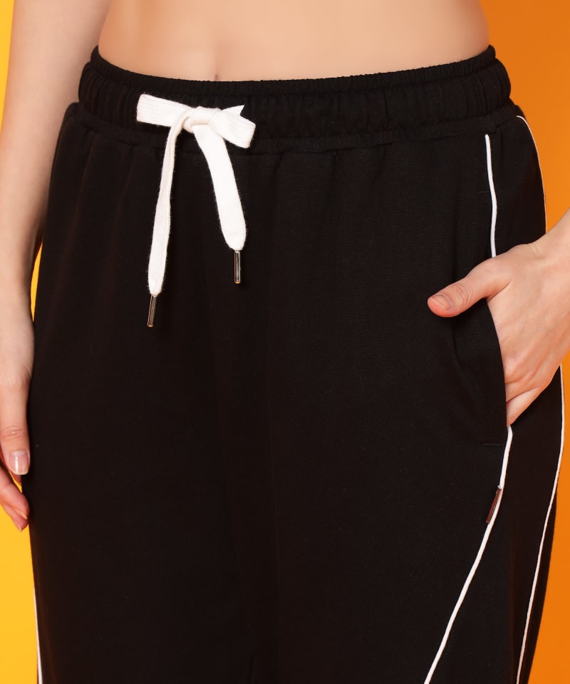 PockMAN Women Black Curve Pipping Wide Leg Comfort Joggers - Image 6