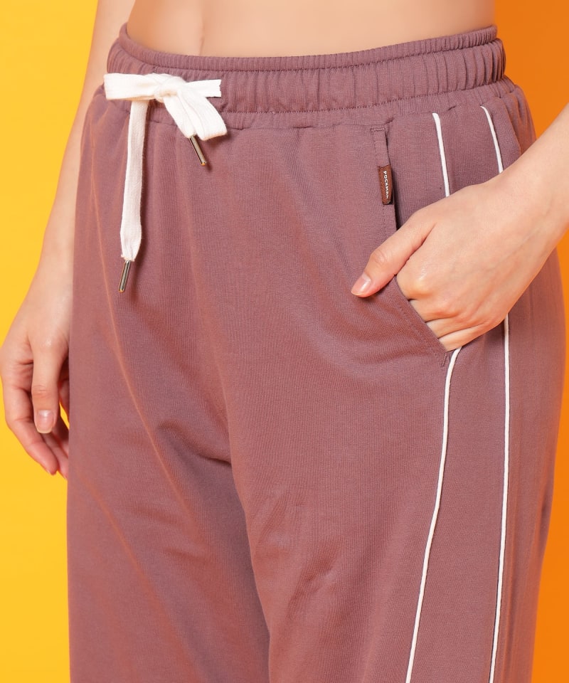 PockMAN Women Mauve Wide Leg Comfort Joggers - Image 5