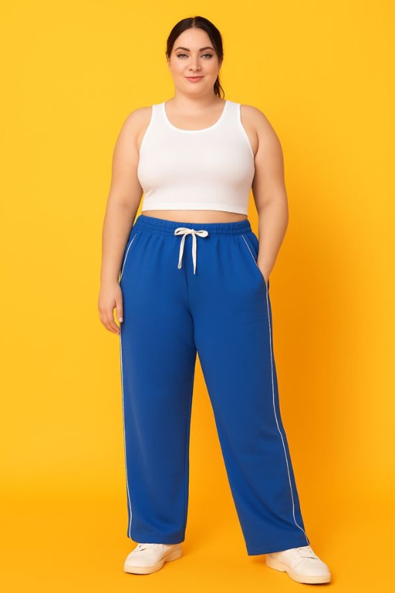 PockMAN Women Royal Blue Wide Leg Comfort Joggers - Image 3