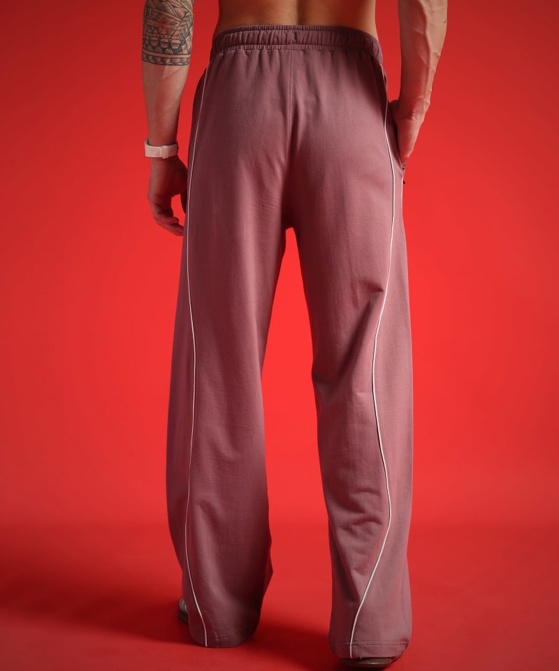 PockMAN Men Mauve Curve Pipping Wide Leg Comfort Joggers - Image 5