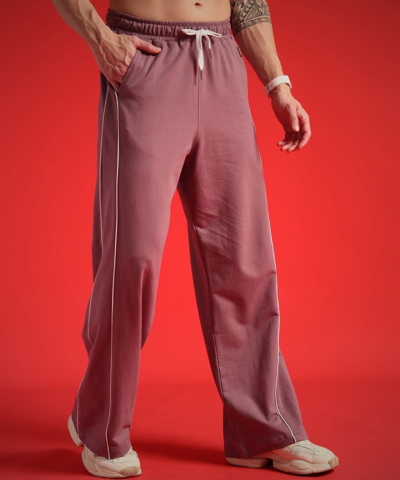 PockMAN Men Mauve Wide Leg Comfort Joggers - Image 4