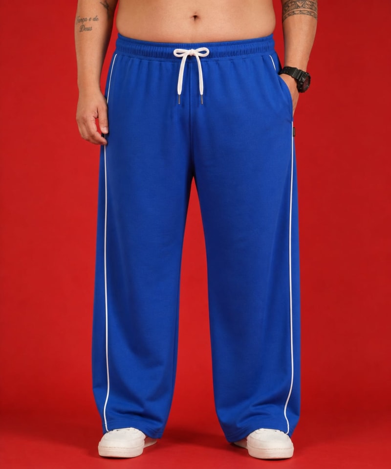 PockMAN Men Royal Blue Wide Leg Comfort Joggers - Image 3