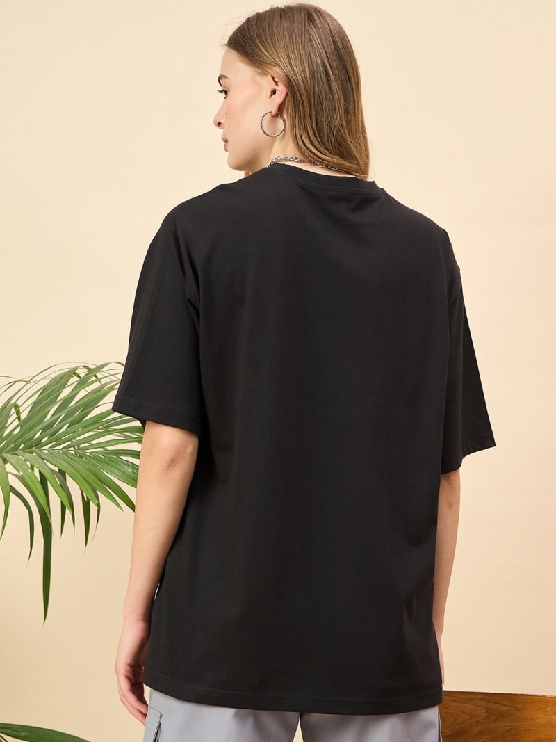 PockMAN Oversized Solid Cotton Terry Classic Black Tshirt - Image 5