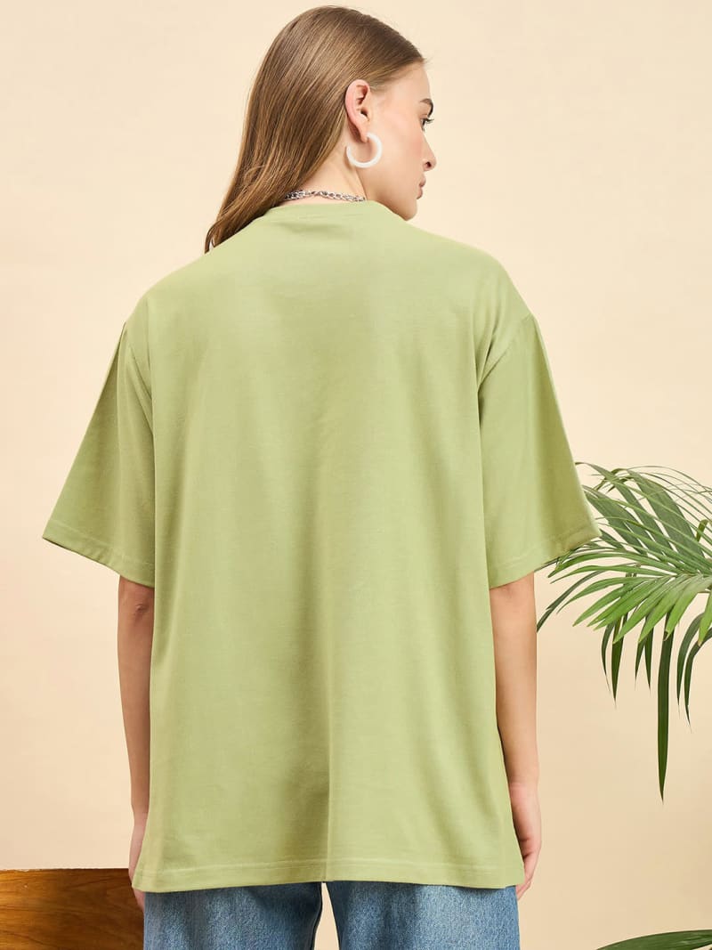 PockMAN Oversized Solid Cotton Terry Classic Dull Green Tshirt - Image 6