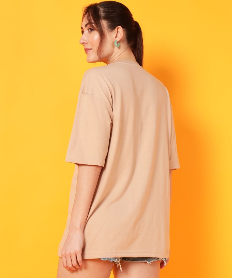 PockMAN Oversized Solid Cotton Terry Classic Desert Sand Tshirt - Image 5