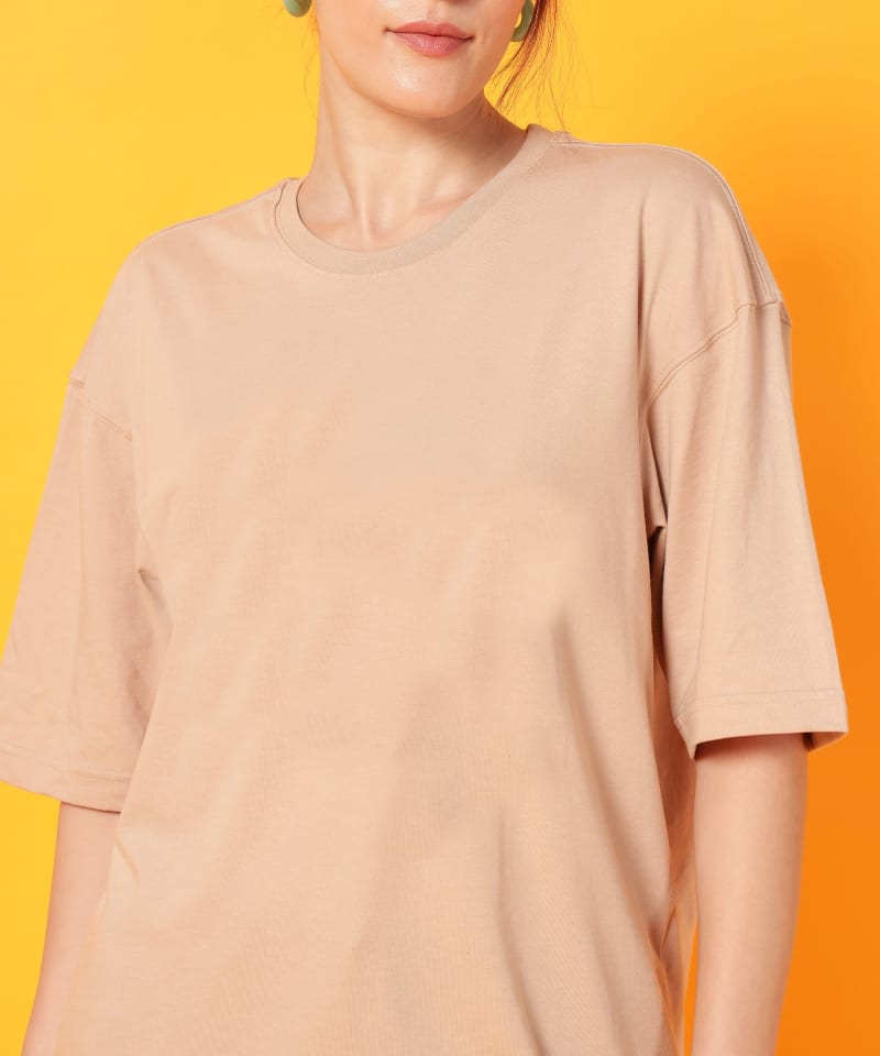 PockMAN Oversized Solid Cotton Terry Classic Desert Sand Tshirt - Image 6