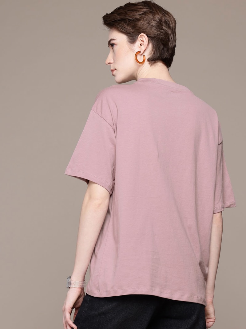 PockMAN Oversized Solid Cotton Terry Classic Dusty Lavender Tshirt - Image 5