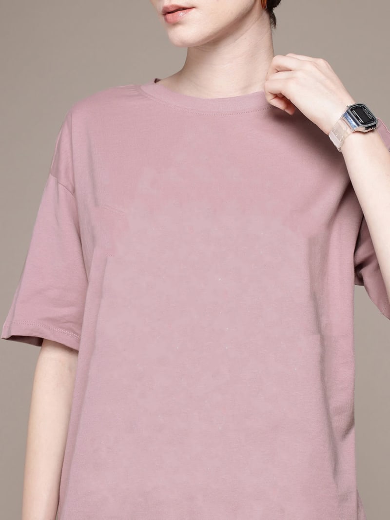 PockMAN Oversized Solid Cotton Terry Classic Dusty Lavender Tshirt - Image 6