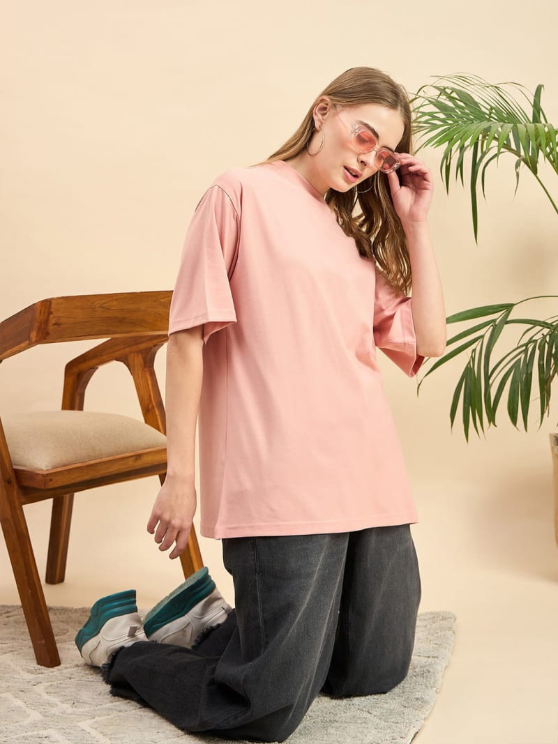 PockMAN Oversized Solid Cotton Terry Classic Rose Gold  Tshirt