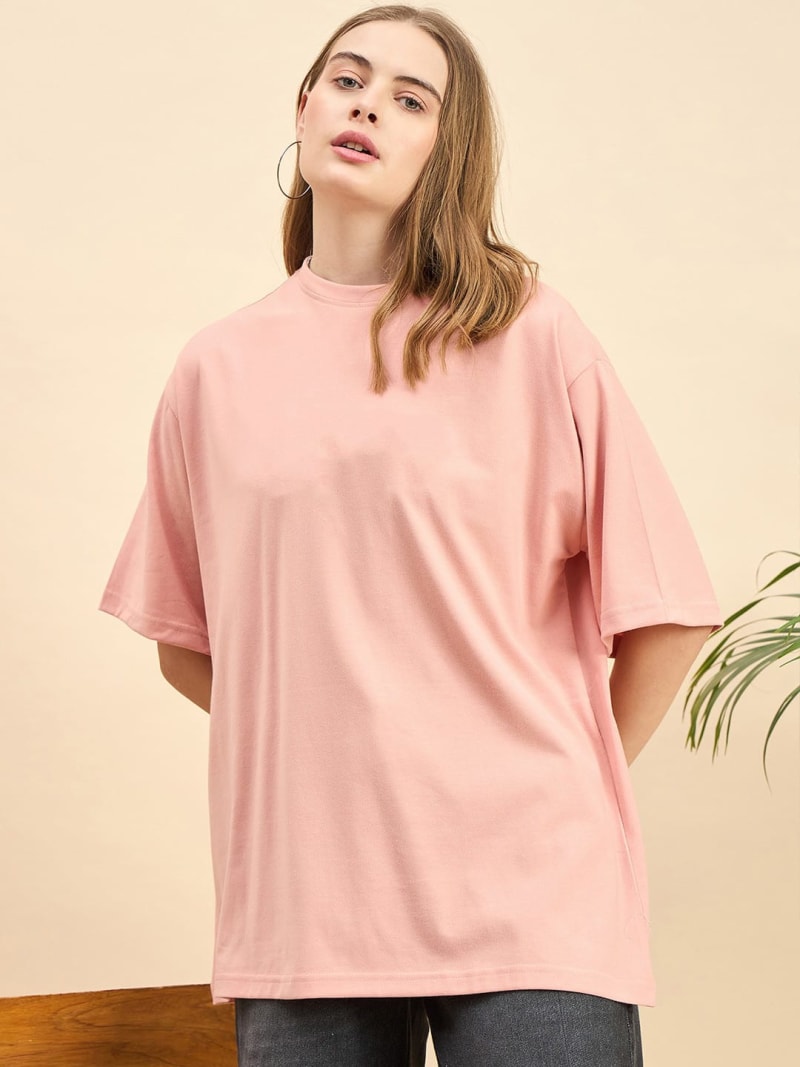 PockMAN Oversized Solid Cotton Terry Classic Rose Gold  Tshirt - Image 3