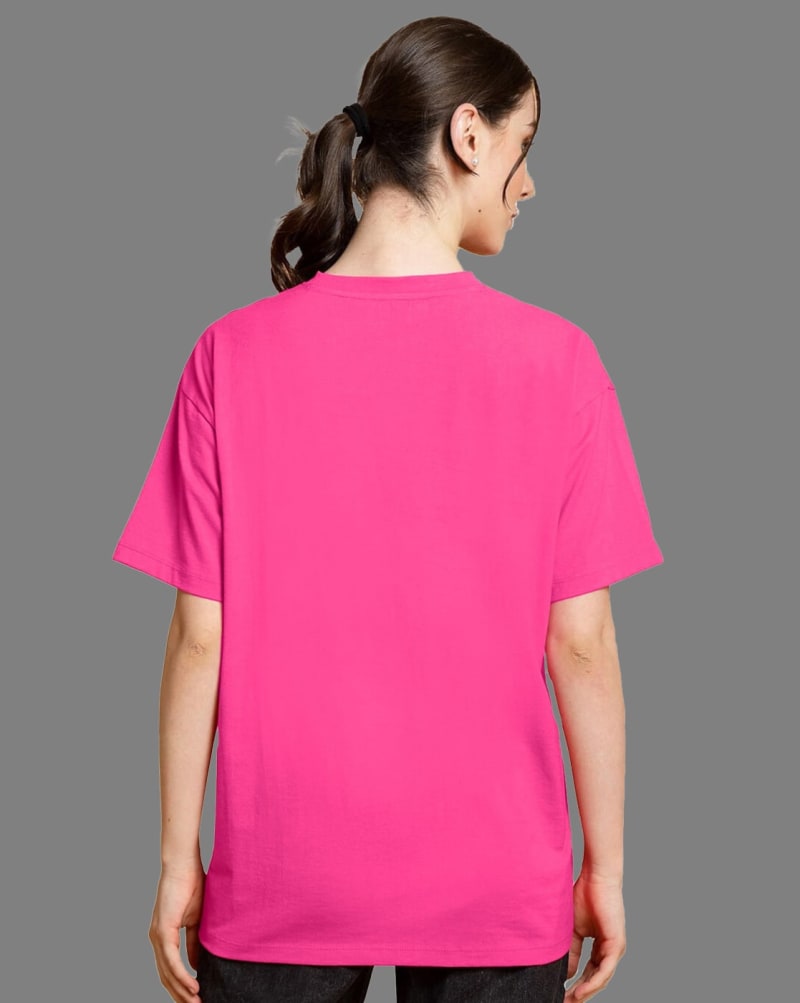 PockMAN Oversized Solid Cotton Terry Classic Dark Fuchsia Tshirt - Image 5