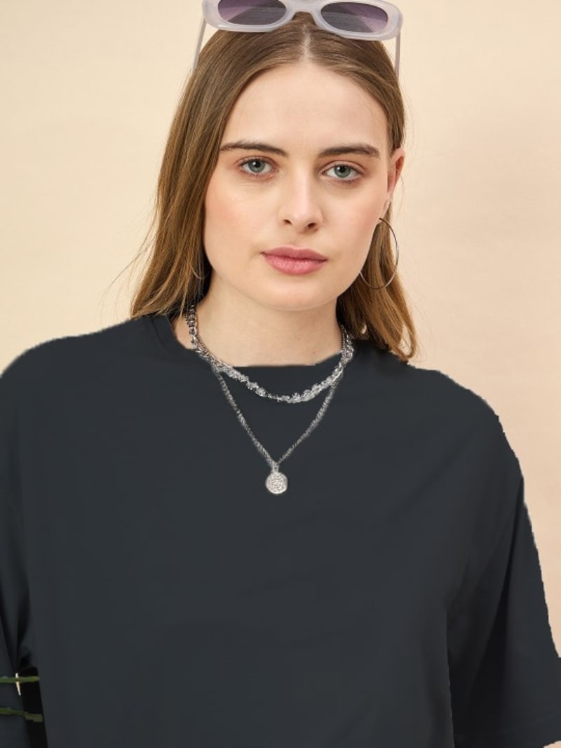 PockMAN Oversized Solid Cotton Terry Classic Dark Grey Tshirt - Image 3