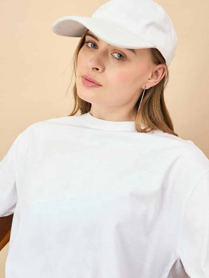 PockMAN Oversized Solid Cotton Terry Classic Off White Tshirt - Image 5