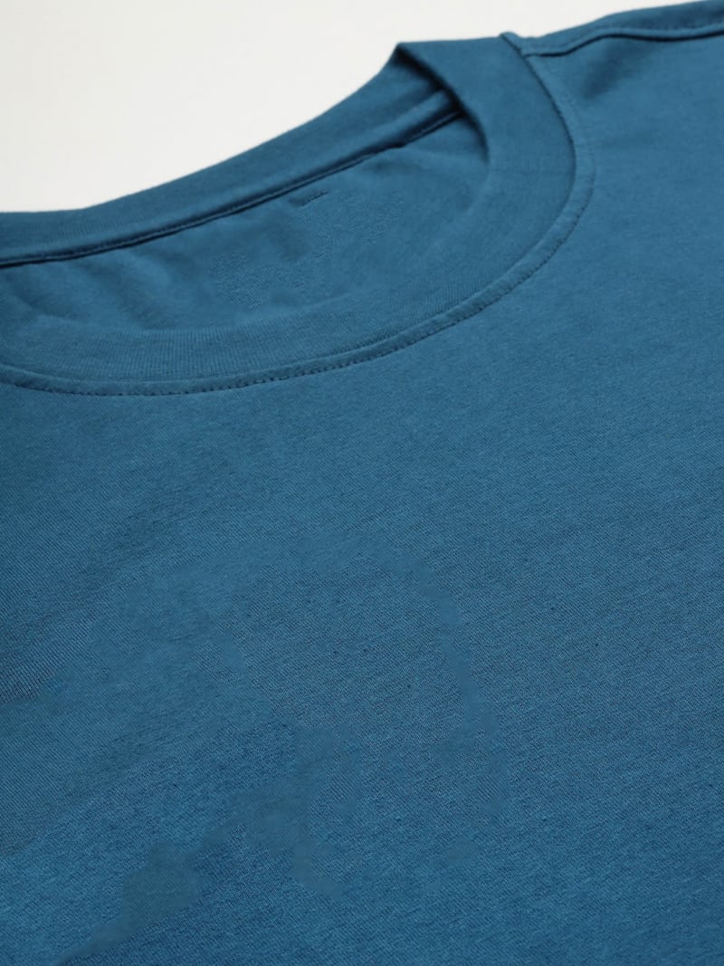 PockMAN Men Oversized Solid Cotton Terry Classic Teal Tshirt - Image 5