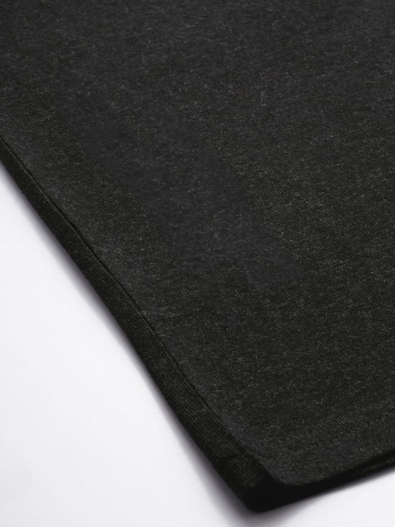 PockMAN Men Oversized Solid Cotton Terry Classic Charcoal Grey Tshirt - Image 4