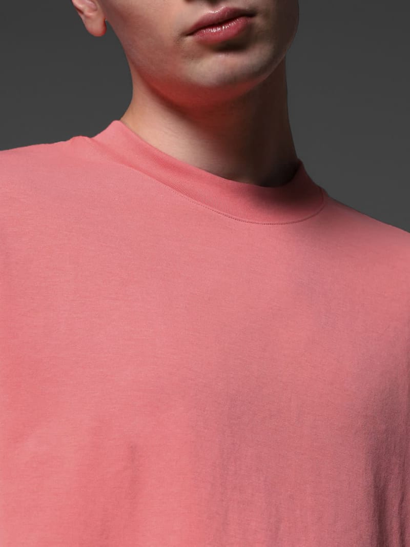 PockMAN Men Oversized Solid Cotton Terry Classic Light Red Tshirt - Image 5