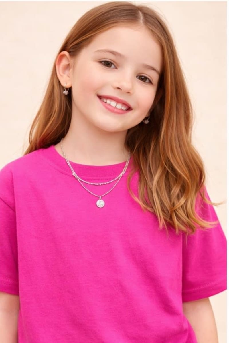 PockMAN Kid Girls Oversized Solid Cotton Terry Classic Dark Fuchsia Tshirt - Image 3