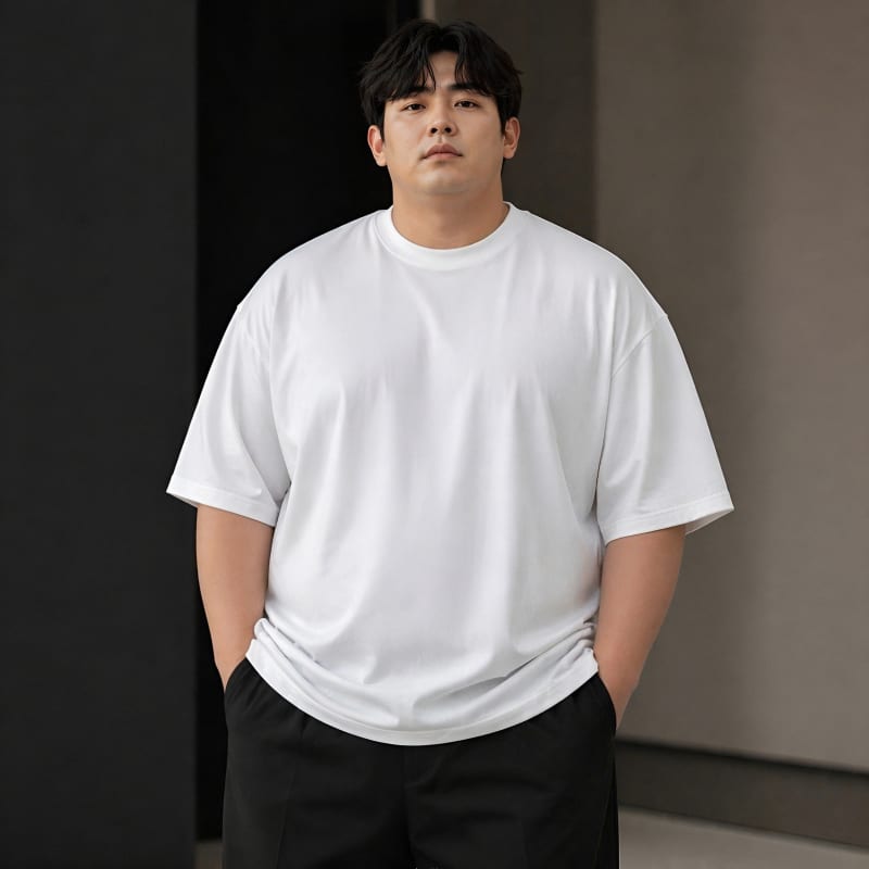PockMAN Oversized Fit Cotton Classic Round Neck White Tshirt - Image 6