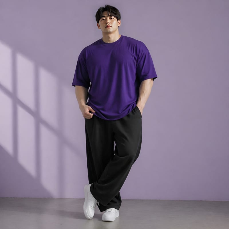 PockMAN Oversized Fit Cotton Classic Round Neck Voilet Tshirt - Image 6