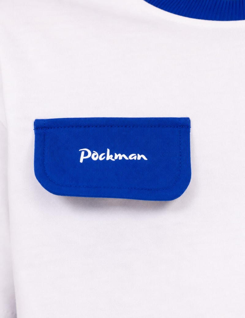 Pockman Kid Oversized Cotton Terry Contrast Sleeve White Tshirt - Image 3