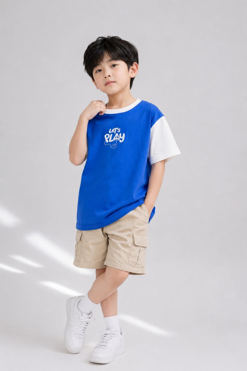 Pockman Kid Oversized Cotton Terry Let's Play Royal Blue Tshirt - Image 3