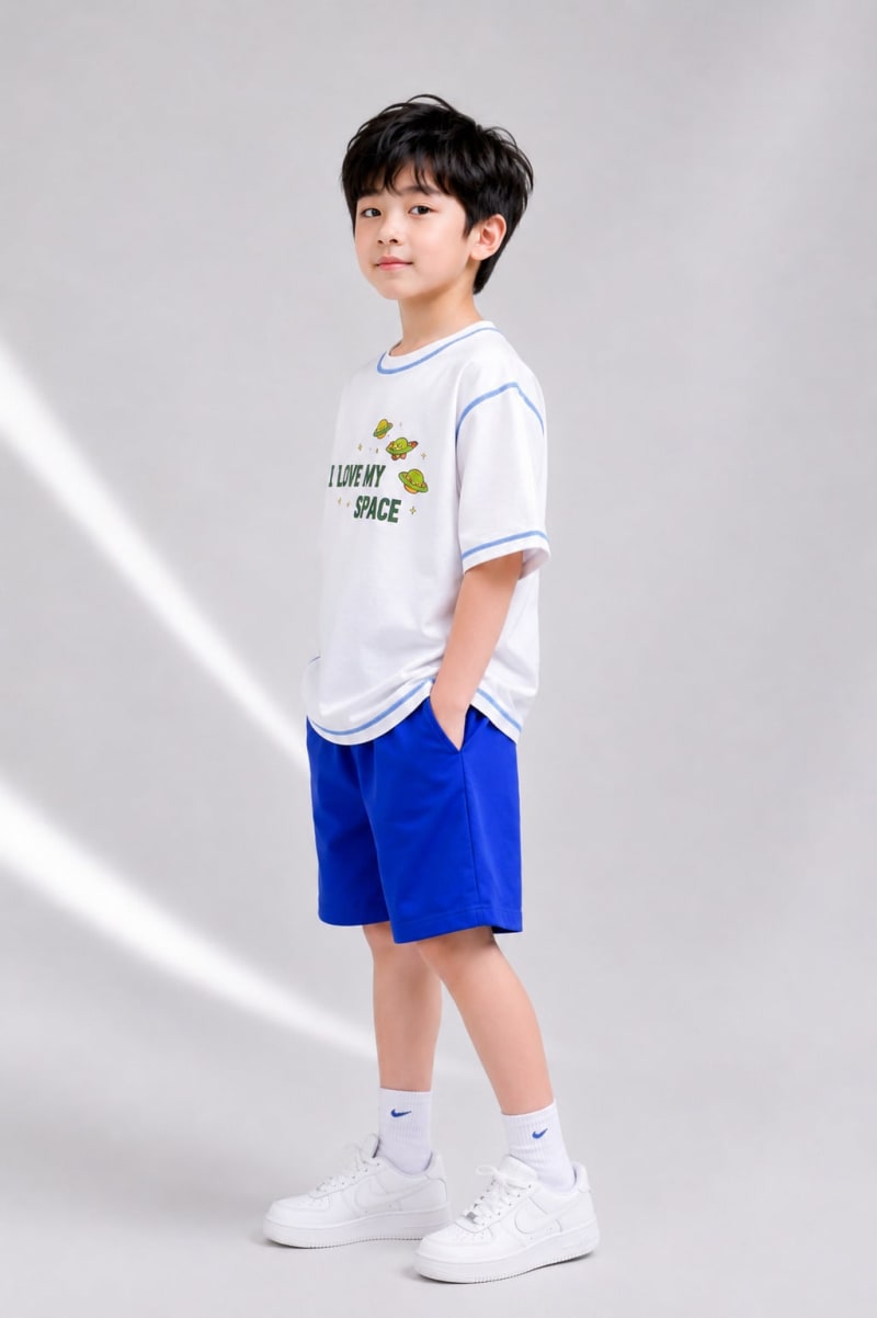Pockman Kid Oversized Cotton Terry Overlock Printed White Tshirt - Image 4