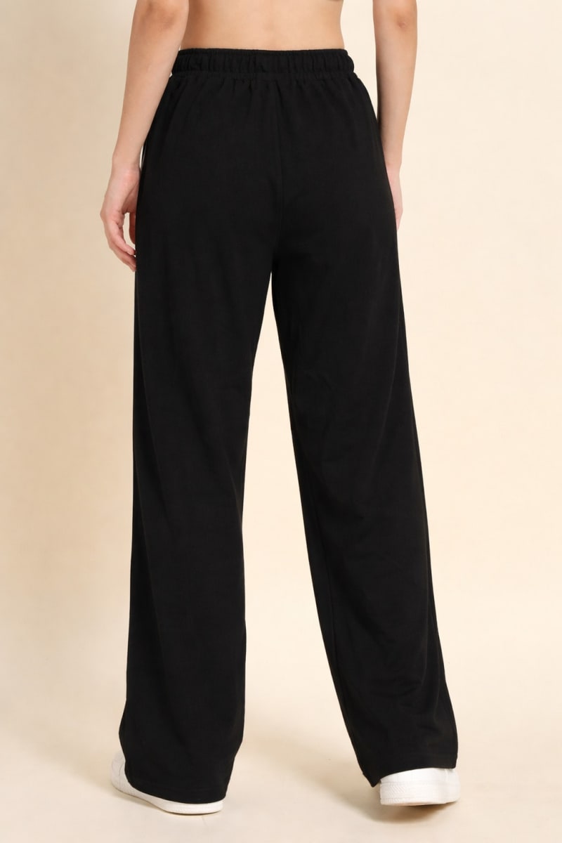 Pockman Relaxed Fit Solid Cotton Terry Black Jogger - Image 5