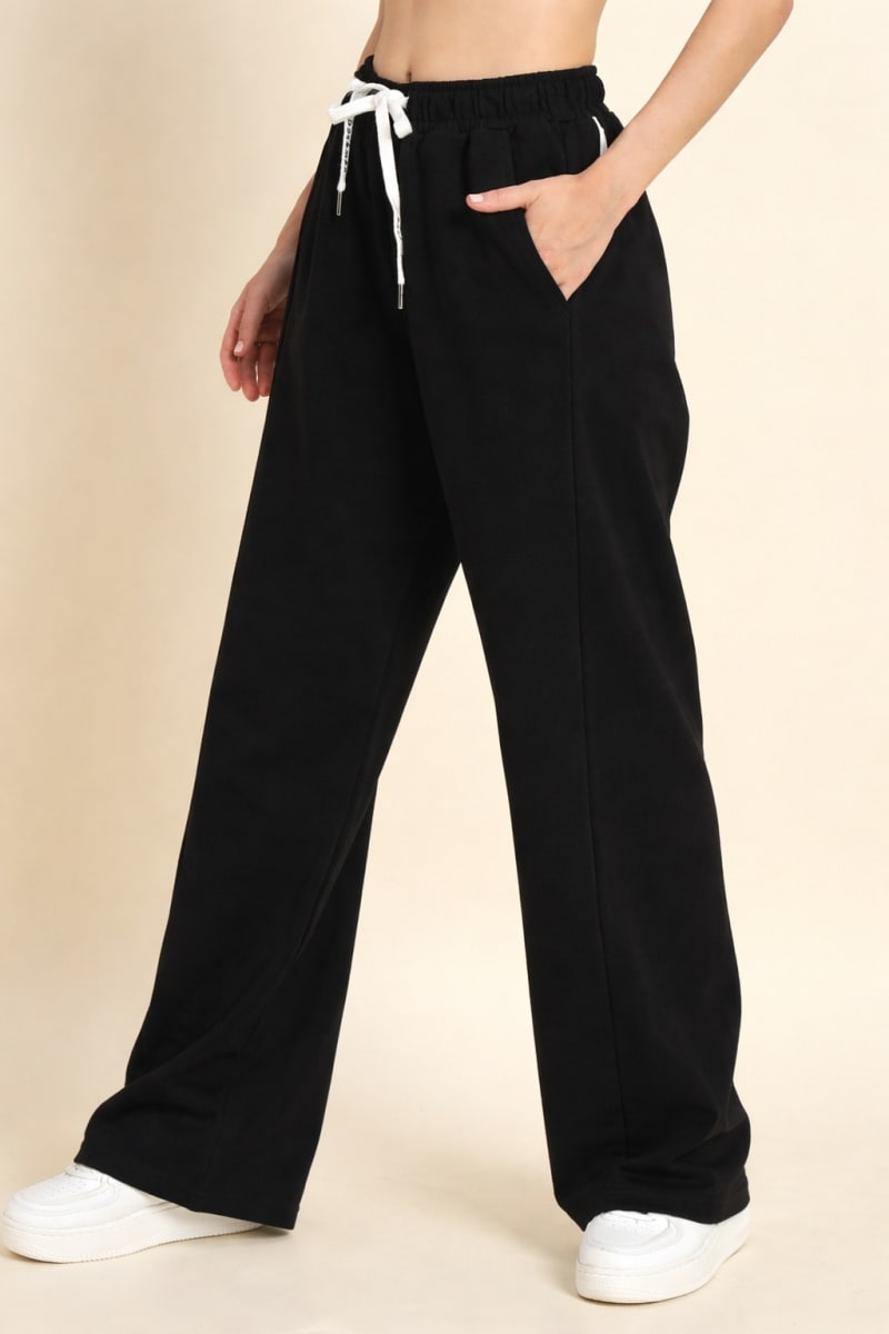 Pockman Relaxed Fit Solid Cotton Terry Black Jogger - Image 3
