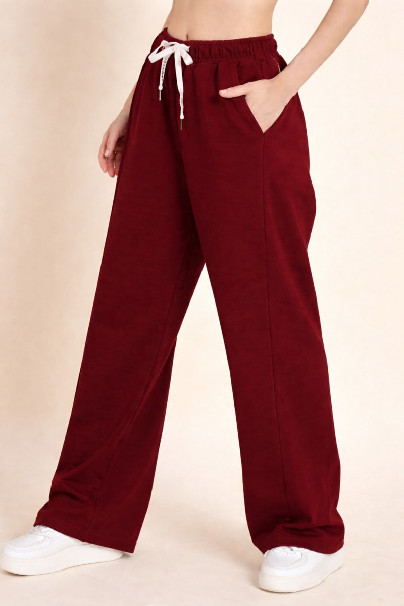 Pockman Relaxed Fit Solid Cotton Terry Wine Jogger - Image 3