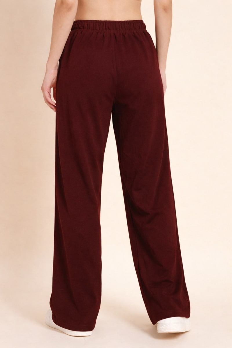 Pockman Relaxed Fit Solid Cotton Terry Wine Jogger - Image 5