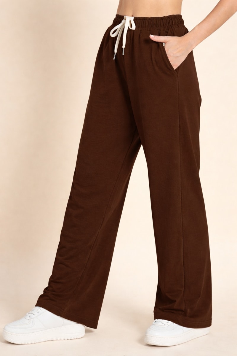 Pockman Relaxed Fit Solid Cotton Terry Brown Jogger - Image 3