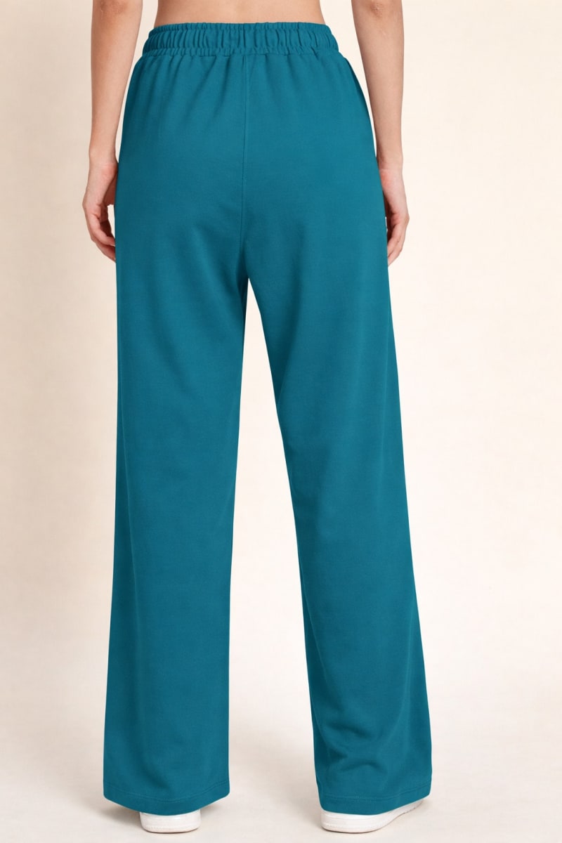 Pockman Relaxed Fit Solid Cotton Terry Teal Jogger - Image 5