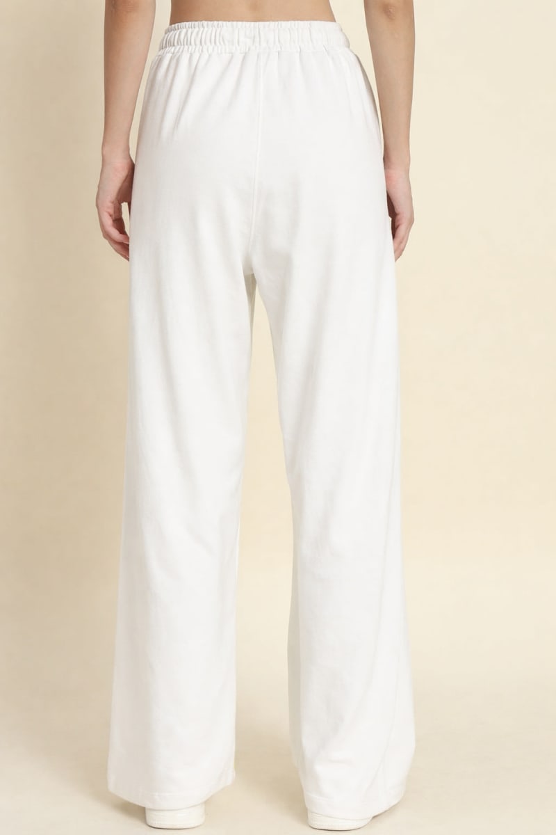 Pockman Relaxed Fit Solid Cotton Terry White Jogger - Image 5
