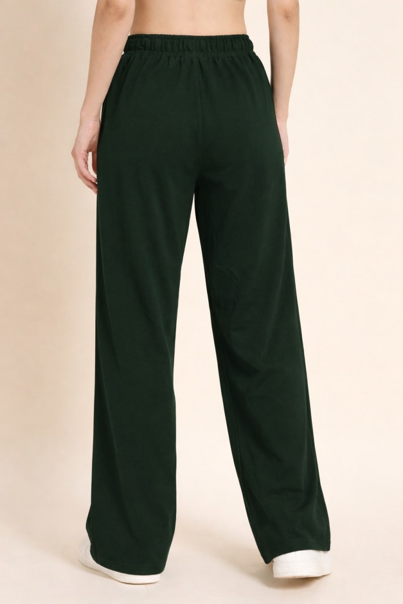 Pockman Relaxed Fit Solid Cotton Terry Bottle Green Jogger - Image 5