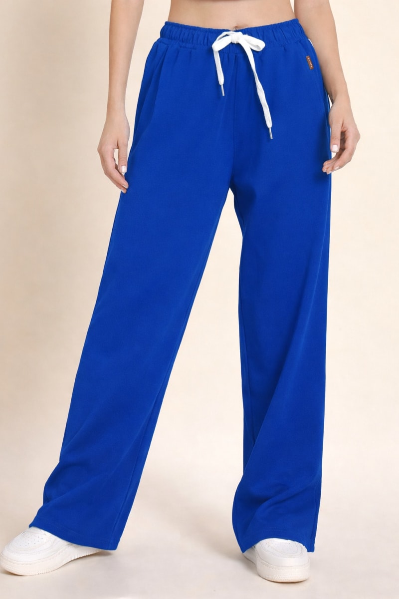 Pockman Relaxed Fit Solid Cotton Terry Royal Blue Jogger - Image 3