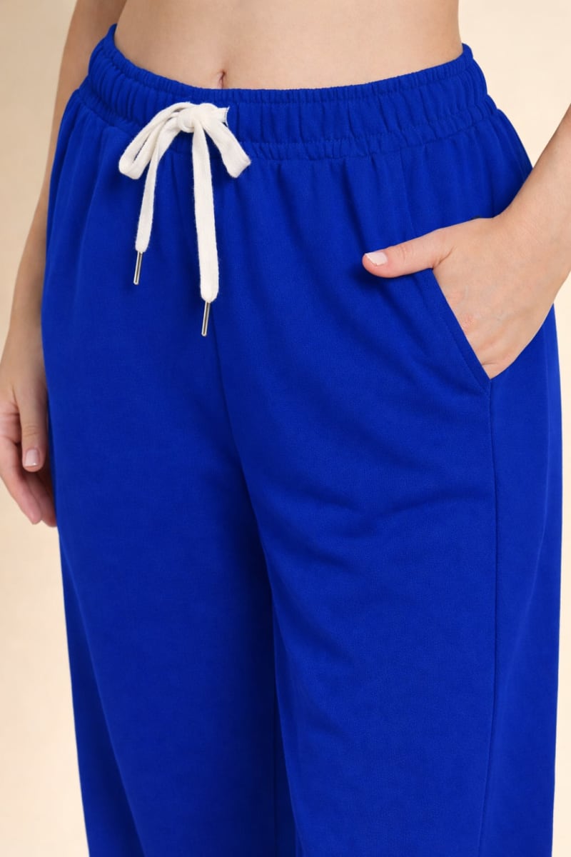 Pockman Relaxed Fit Solid Cotton Terry Royal Blue Jogger - Image 4