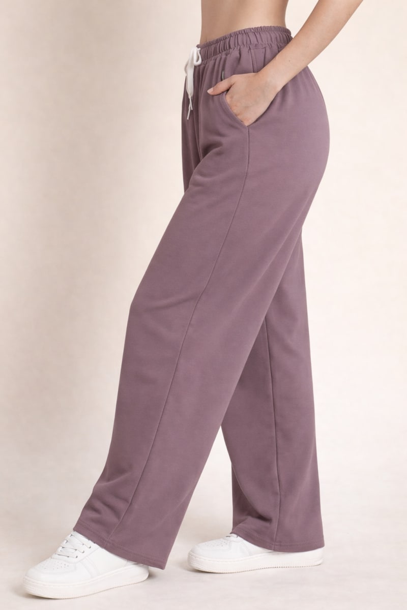 Pockman Relaxed Fit Solid Cotton Terry Mauve Jogger - Image 3