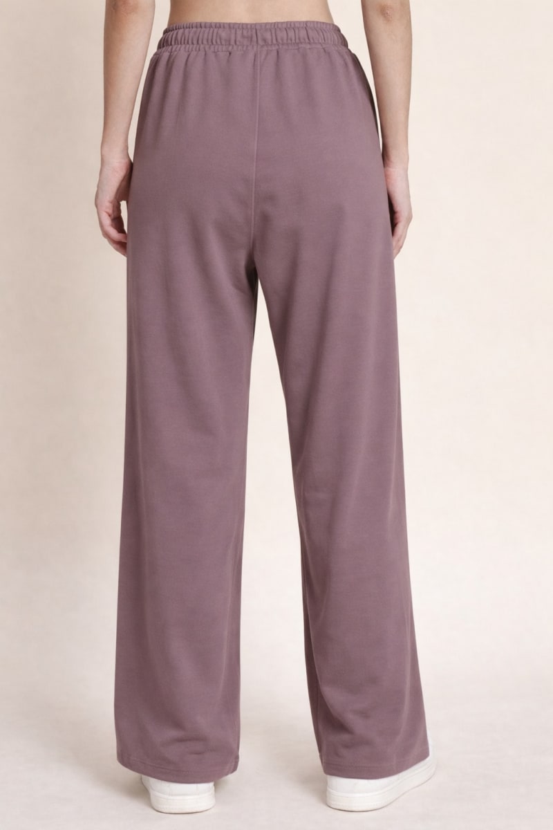 Pockman Relaxed Fit Solid Cotton Terry Mauve Jogger - Image 5