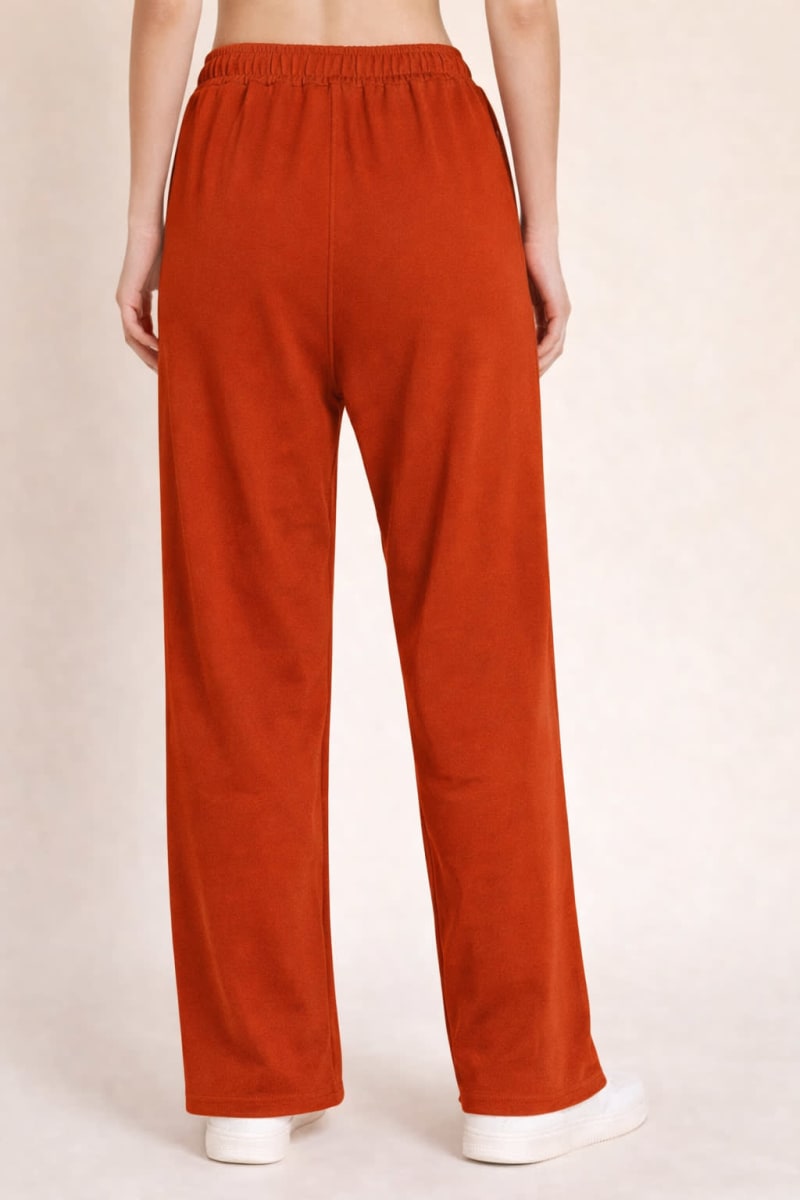 Pockman Relaxed Fit Solid Cotton Terry Rust Red Jogger - Image 5