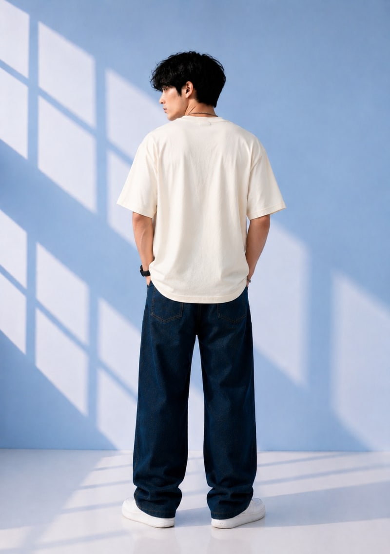 Pockman Men Oversized Cotton Dream Puff Printed Off White Tshirt - Image 4