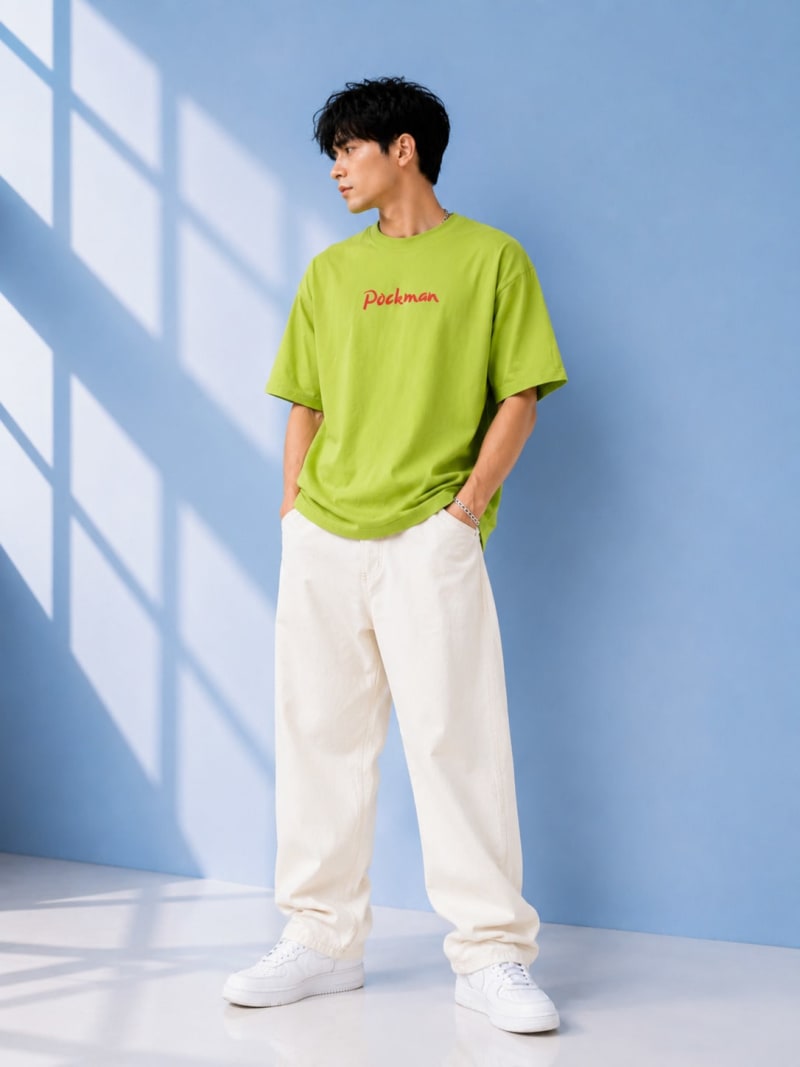 Pockman Men Oversized Cotton Prey Glow 'n' Dark Printed Lime Tshirt - Image 5
