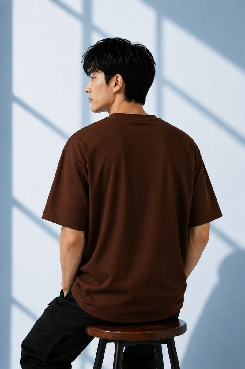 Pockman Men Oversized Cotton Sucess Glow 'n' Dark Printed Brown Tshirt - Image 5