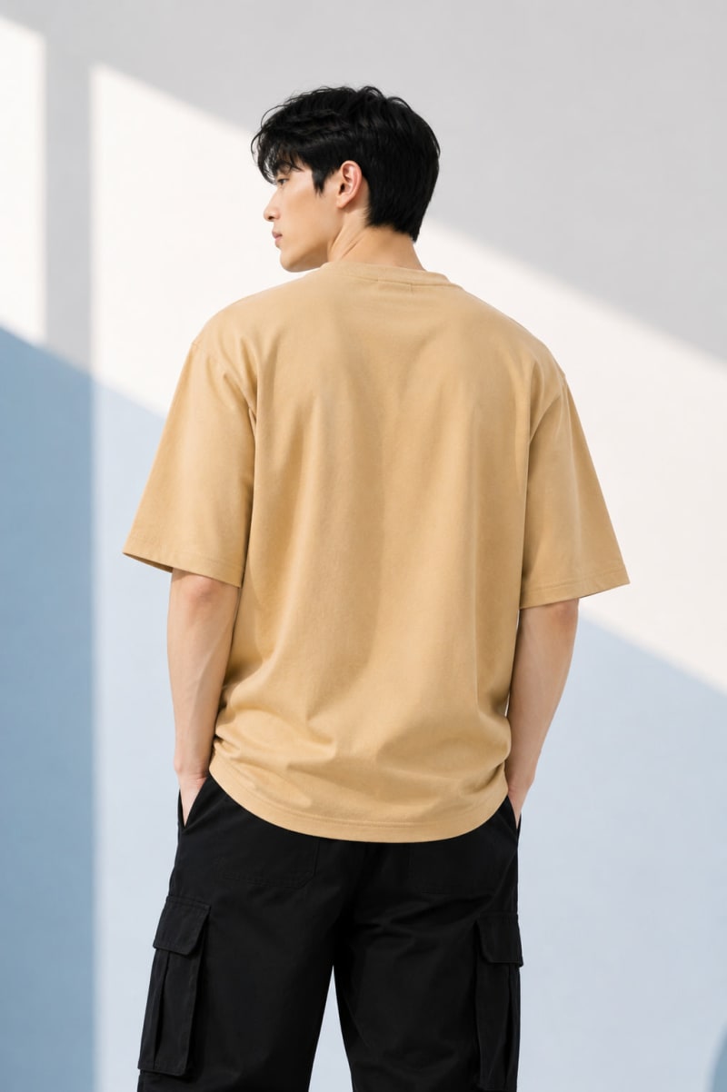 Pockman Men Oversized Cotton Sucess Glow 'n' Dark Printed Beige Tshirt - Image 5