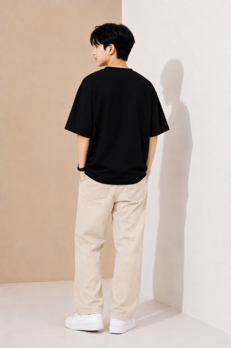 Pockman Men Oversized Cotton Flag Raw Edge Cut Printed Tshirt - Image 4